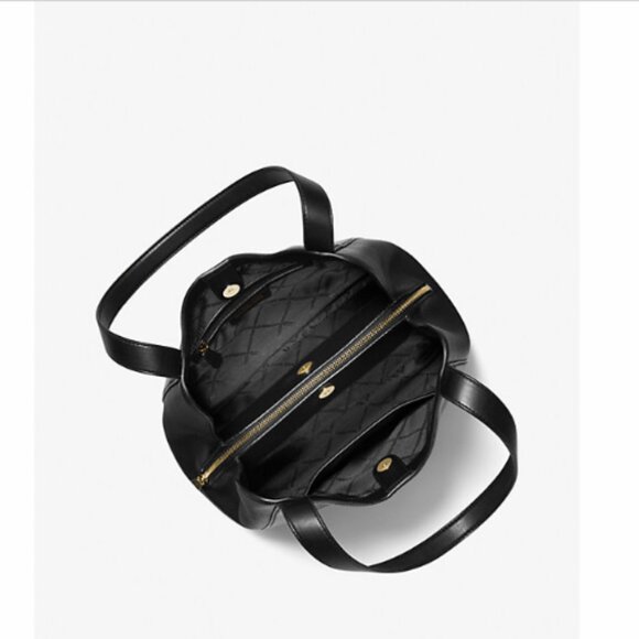 NWT Michael Kors Rosemary Large Pebbled Leather Shoulder Bag~Black - Picture 3 of 3